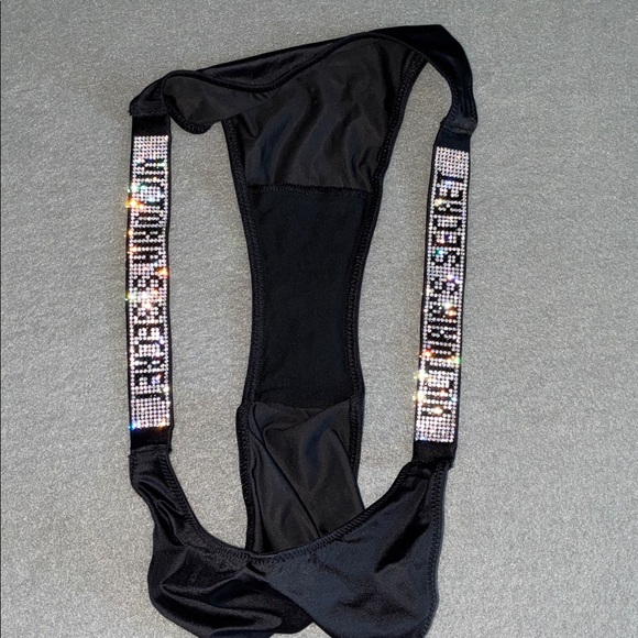 Victoria’s Secret Shine Strap Brazilian Panty VS Bling Panties Rare Black NEW - Picture 9 of 10